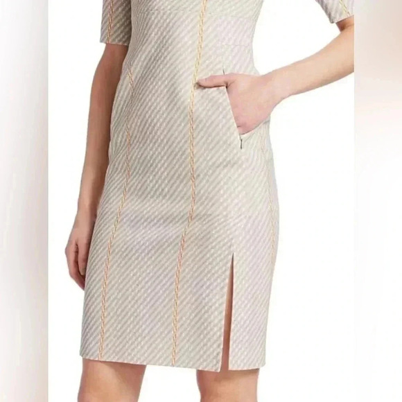 AKRIS Tweed Double Face Wool Sheath Dress Clay Sunrise Size 6 NWT - Picture 12 of 14